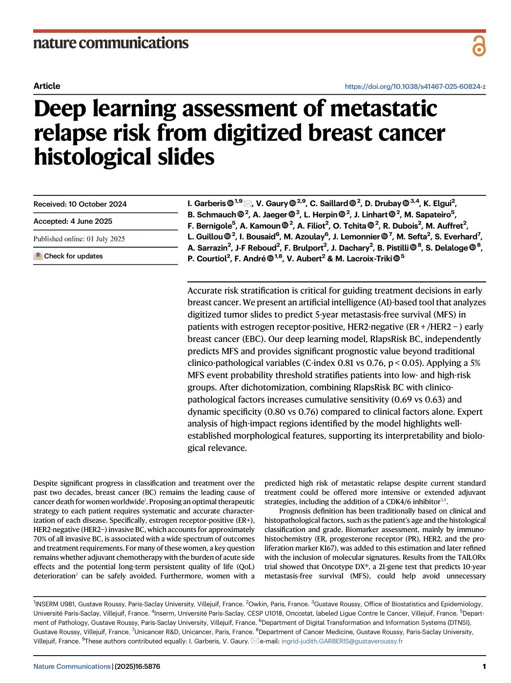 Deep learning assessment of metastatic