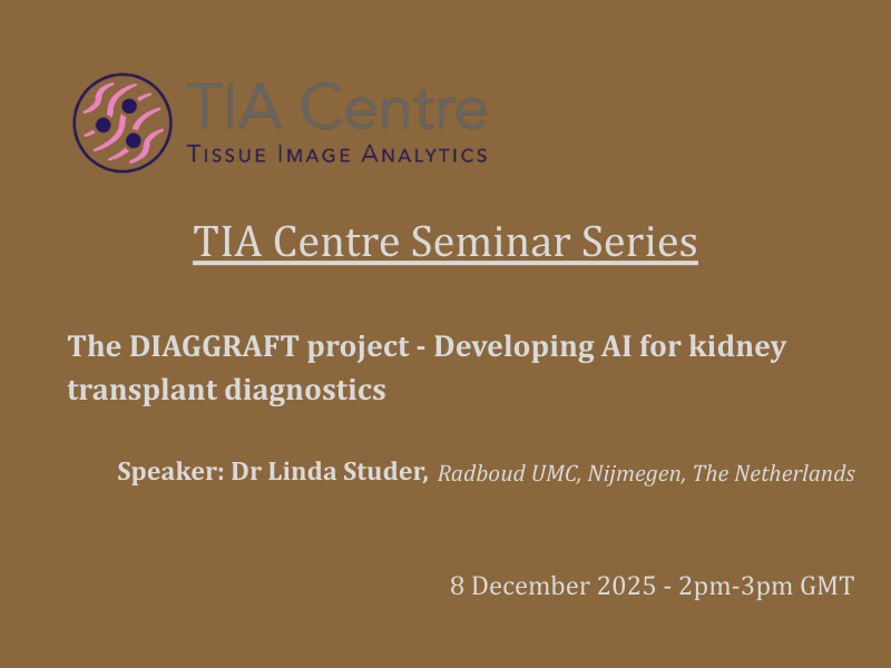 Tia centre seminar series – the diaggraft project developing ai for kidney transplant diagnostics