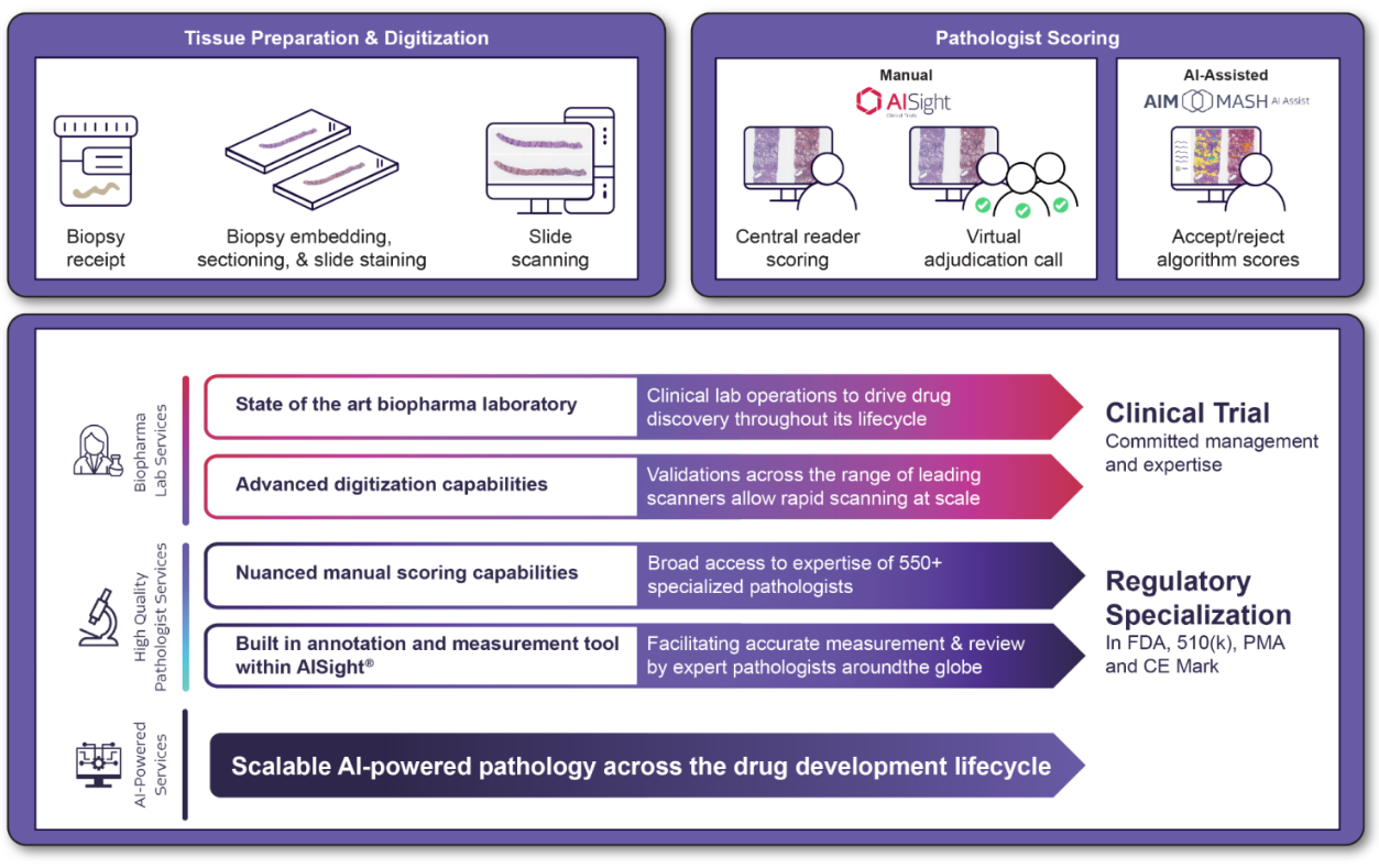 Figure 1. End-to-end solutions for liver histology available through PathAI and our Biopharma laboratory.